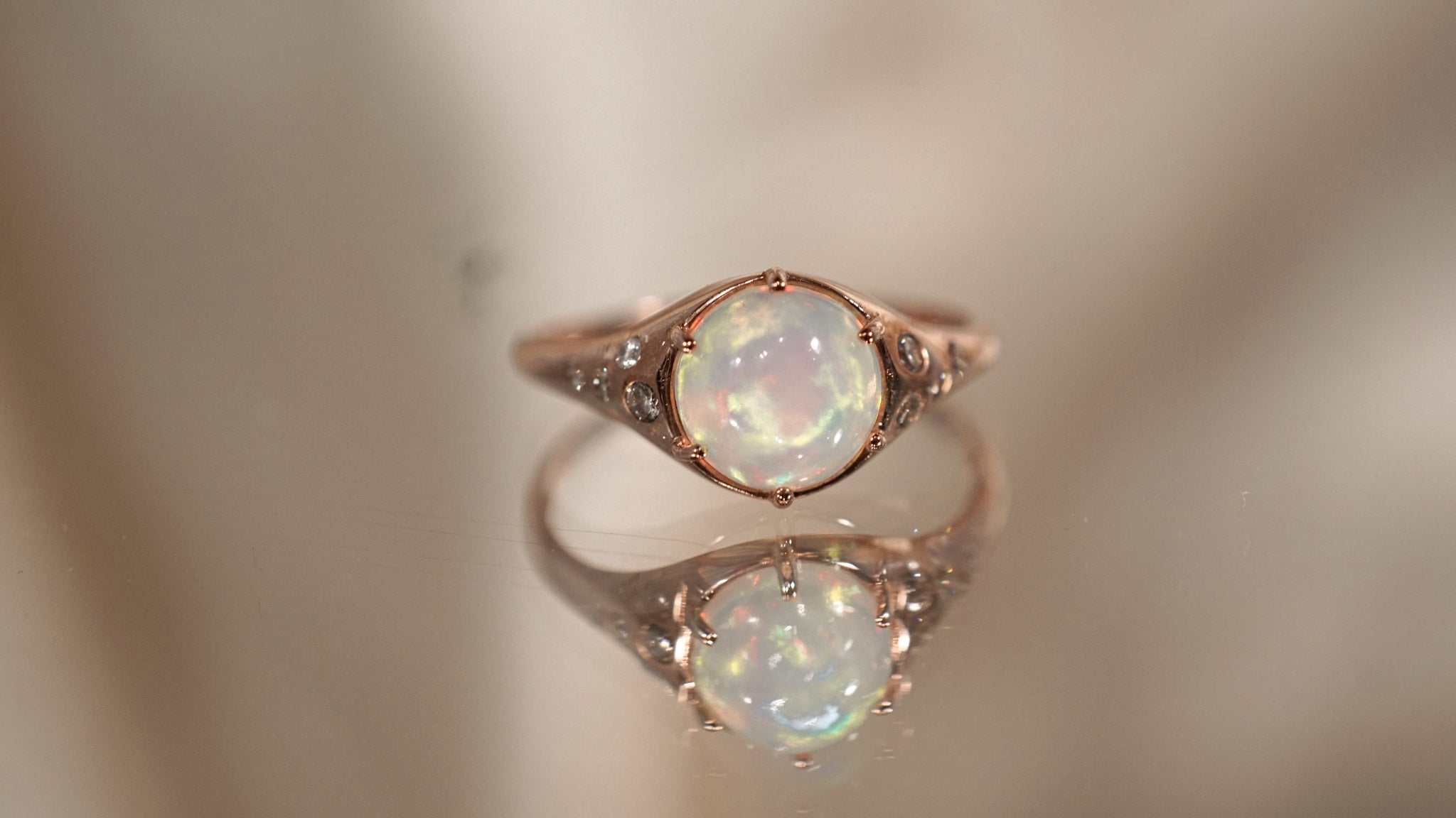 Gold opal diamond on sale ring